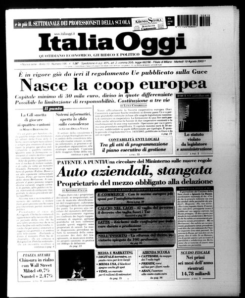 Italia oggi : quotidiano di economia finanza e politica